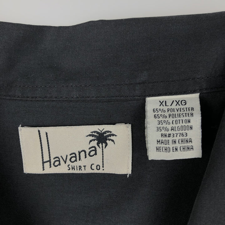 HAVANA Short-Sleeve Open-Collar Mexican Shirt, Cuban Shirt, Boxy Shirt, Men's Size XL polyester black type Vintage Second Hand