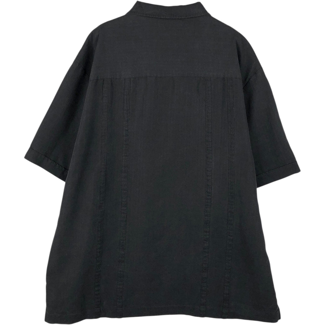 The Havanera Co. Short-Sleeve Open-Collar Mexican Shirt, Cuban Shirt, Boxy Shirt, Men's Size XL Rayon black type Vintage Second Hand