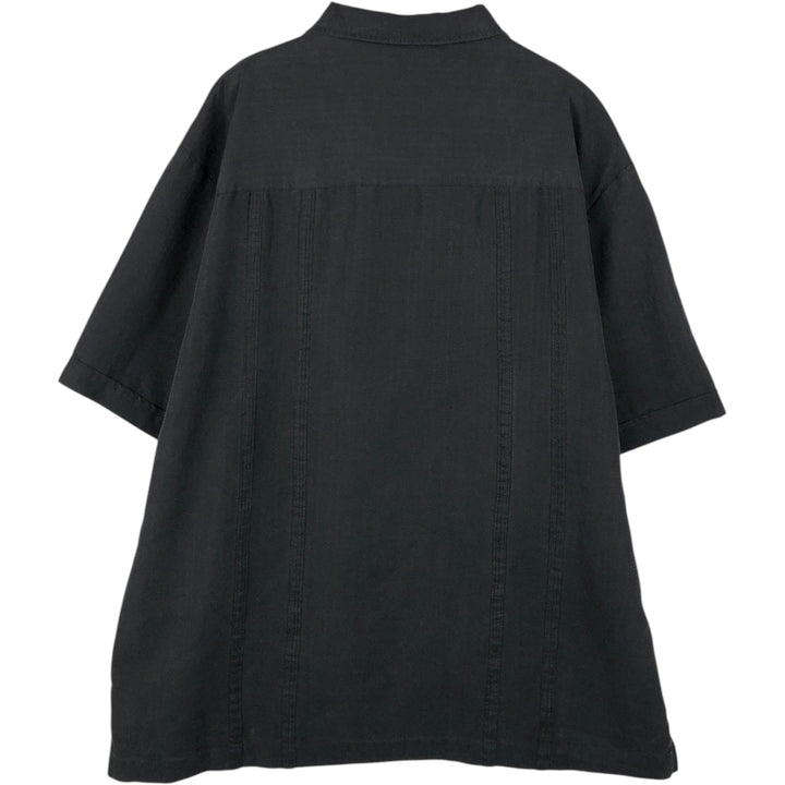 The Havanera Co. Short-Sleeve Open-Collar Mexican Shirt, Cuban Shirt, Boxy Shirt, Men's Size XL Rayon black type Vintage Second Hand