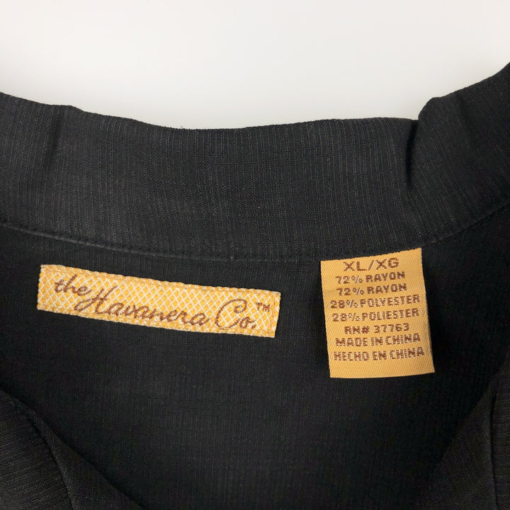 The Havanera Co. Short-Sleeve Open-Collar Mexican Shirt, Cuban Shirt, Boxy Shirt, Men's Size XL Rayon black type Vintage Second Hand