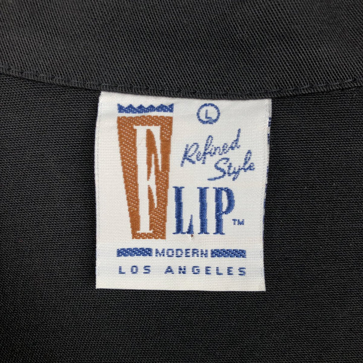 90'S FLIP Open Collar Short Sleeve Two-Tone Shirt, Boxy Shirt, Made in USA, Men's Size L (Equivalent), Vintage unclear black type Vintage Second Hand