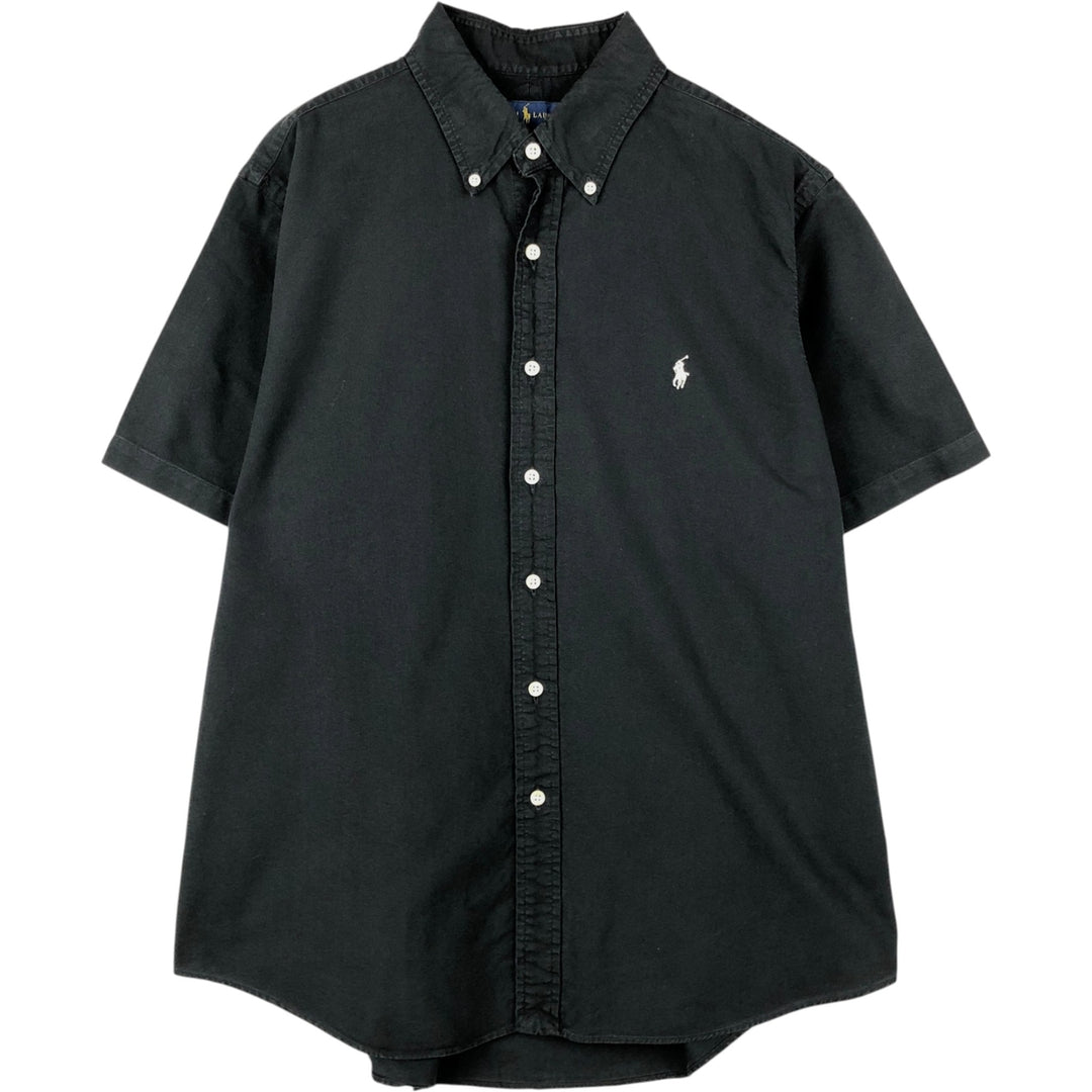 Ralph Lauren RALPH LAUREN short-sleeved button-down shirt, men's size L cotton black type Vintage Second Hand