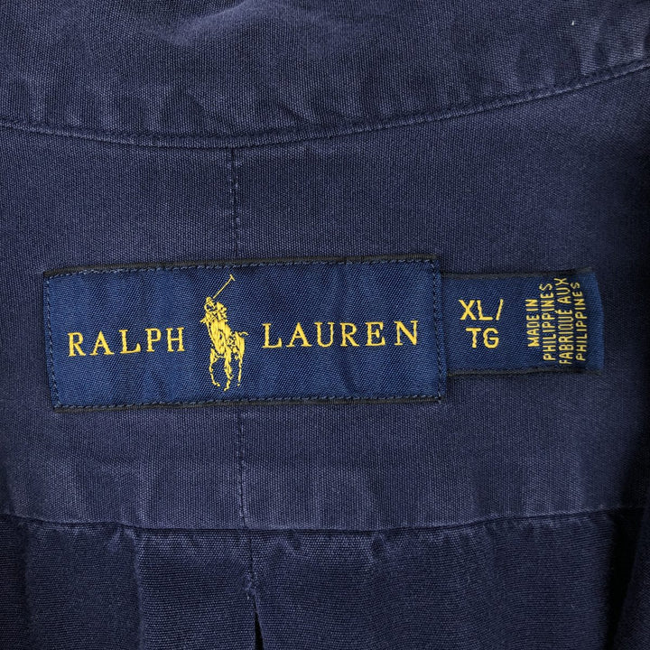 Ralph Lauren short sleeve button down shirt, men's XL size cotton navy blue type Vintage Second Hand