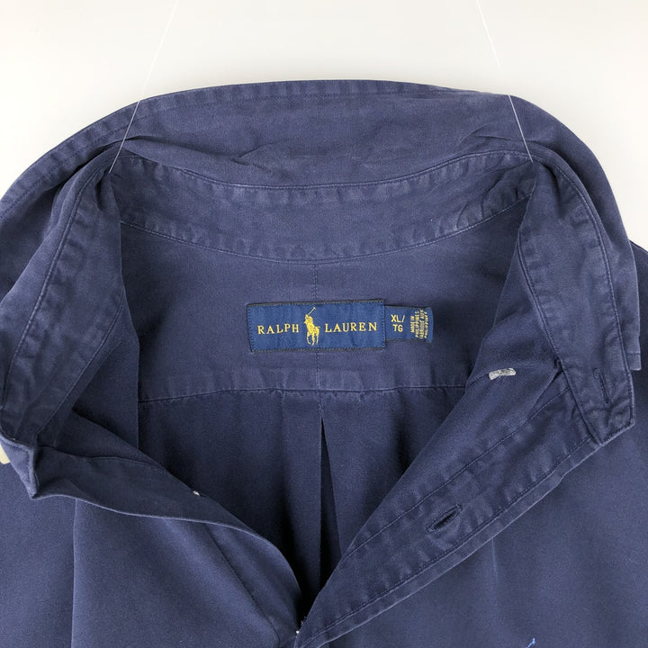 Ralph Lauren short sleeve button down shirt, men's XL size cotton navy blue type Vintage Second Hand