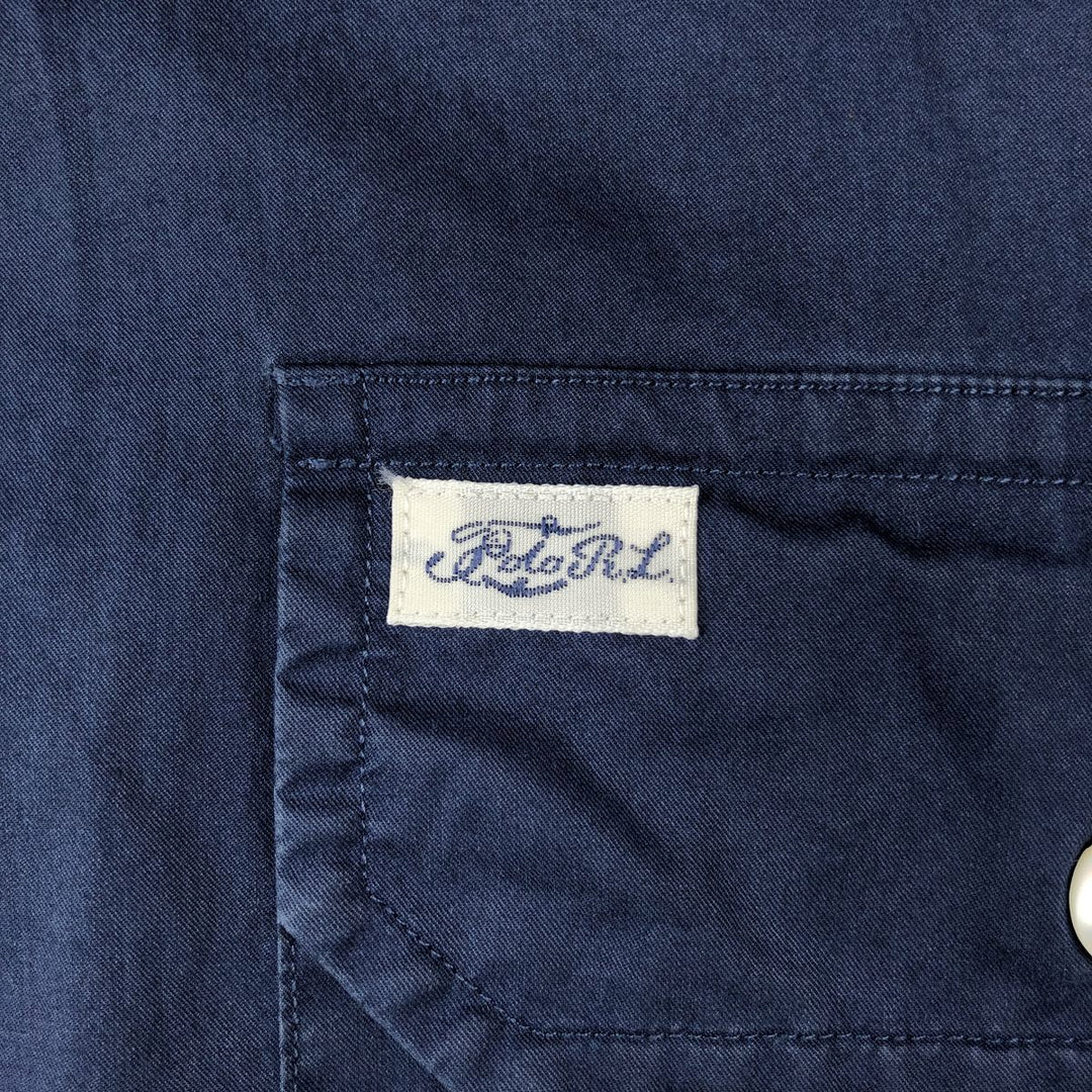 Ralph Lauren POLO by Ralph Lauren short sleeve cotton shirt, men's XL size cotton navy blue type Vintage Second Hand
