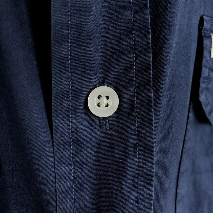 Ralph Lauren POLO by Ralph Lauren short sleeve cotton shirt, men's XL size cotton navy blue type Vintage Second Hand