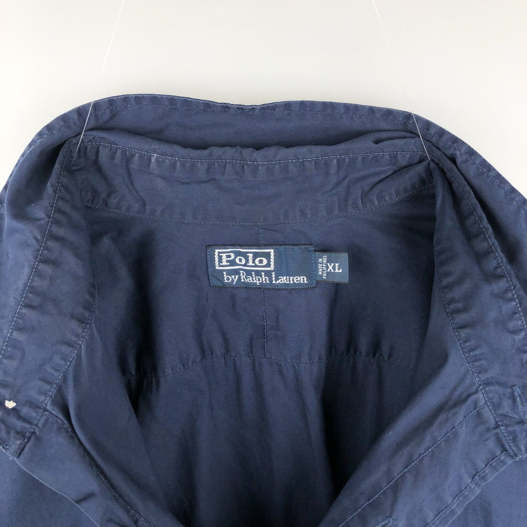 Ralph Lauren POLO by Ralph Lauren short sleeve cotton shirt, men's XL size cotton navy blue type Vintage Second Hand