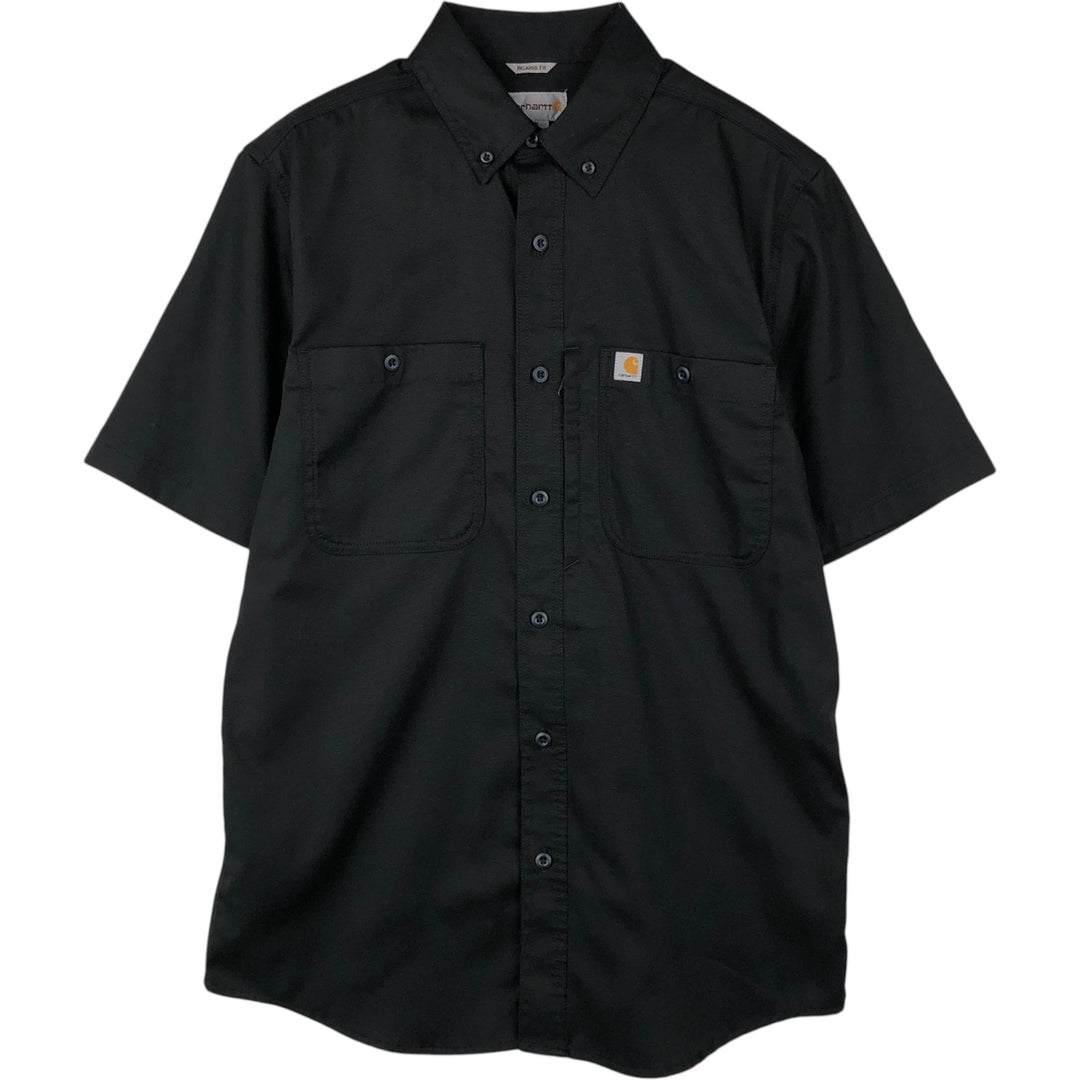 Carhartt Relaxed Fit Button-down Short Sleeve Work Shirt, Men's Medium cotton black type Vintage Second Hand