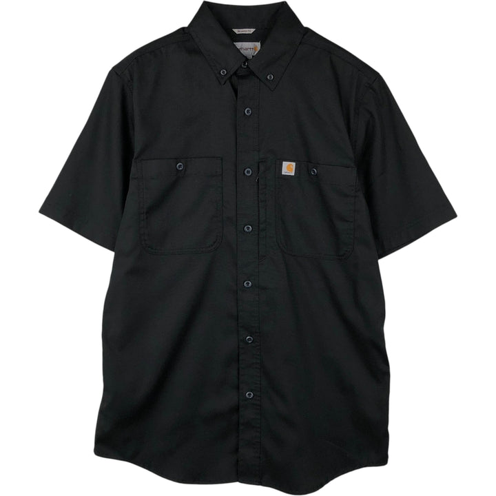 Carhartt Relaxed Fit Button-down Short Sleeve Work Shirt, Men's Medium cotton black type Vintage Second Hand
