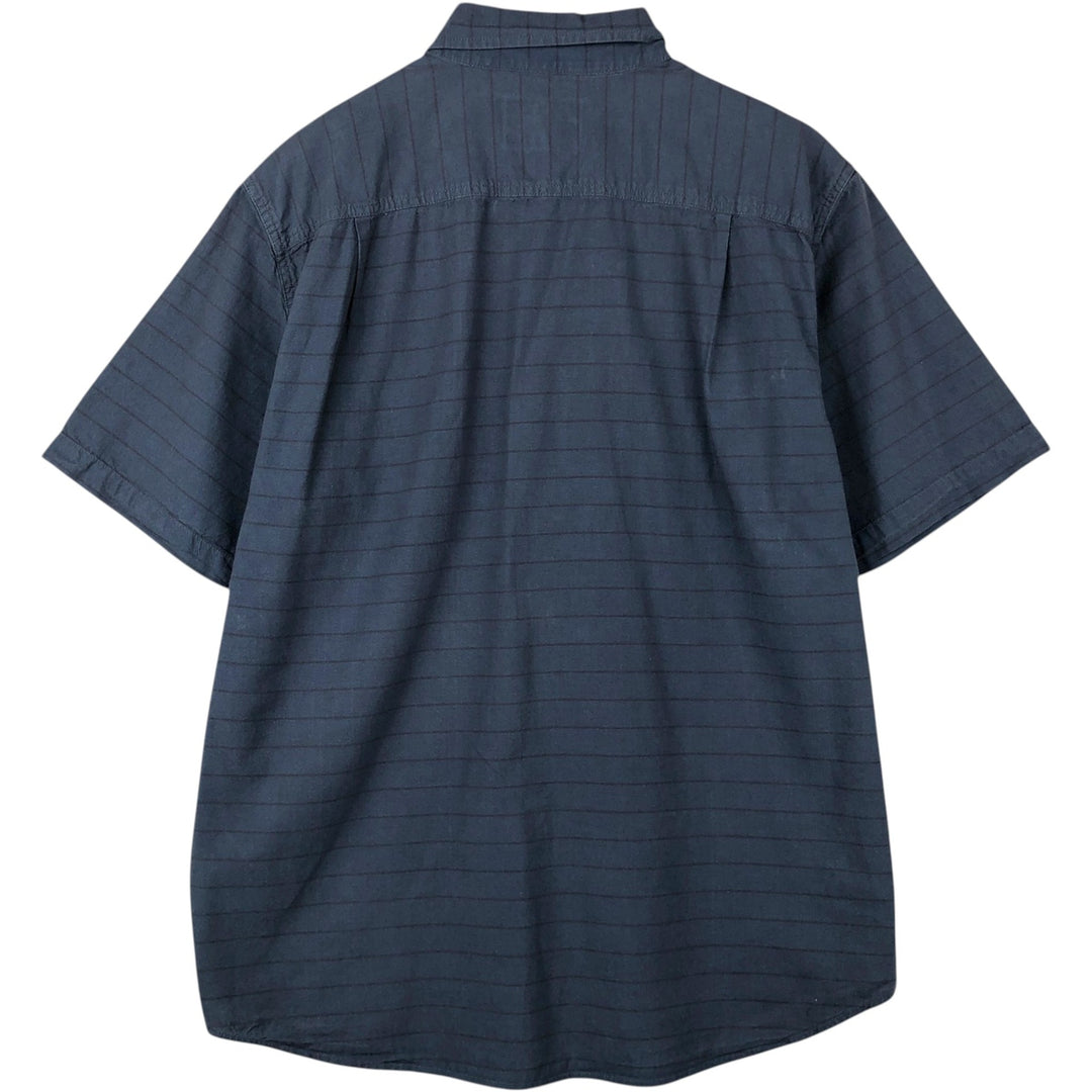 Carhartt Loose Fit Striped Button-Down Short Sleeve Work Shirt, Men's Size L cotton navy blue type Vintage Second Hand