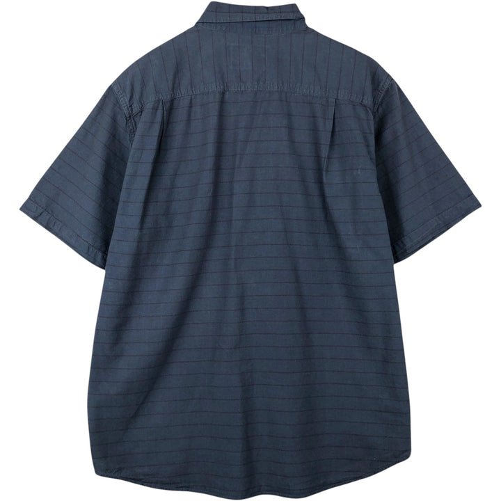 Carhartt Loose Fit Striped Button-Down Short Sleeve Work Shirt, Men's Size L cotton navy blue type Vintage Second Hand