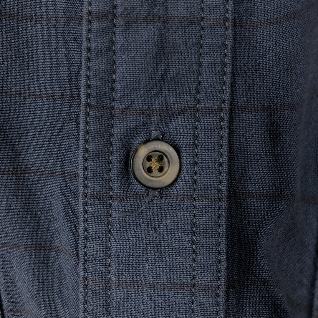 Carhartt Loose Fit Striped Button-Down Short Sleeve Work Shirt, Men's Size L cotton navy blue type Vintage Second Hand
