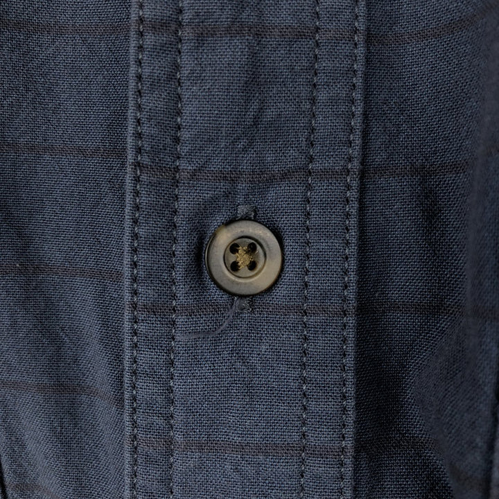 Carhartt Loose Fit Striped Button-Down Short Sleeve Work Shirt, Men's Size L cotton navy blue type Vintage Second Hand