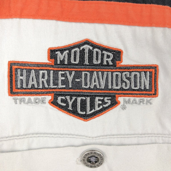 Harley-Davidson Back Logo Open Collar Short Sleeve Work Shirt Box Shirt Men's XL Equivalent cotton black type Vintage Second Hand