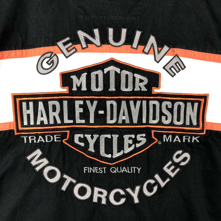 Harley-Davidson Back Logo Open Collar Short Sleeve Work Shirt Box Shirt Men's XL Equivalent cotton black type Vintage Second Hand