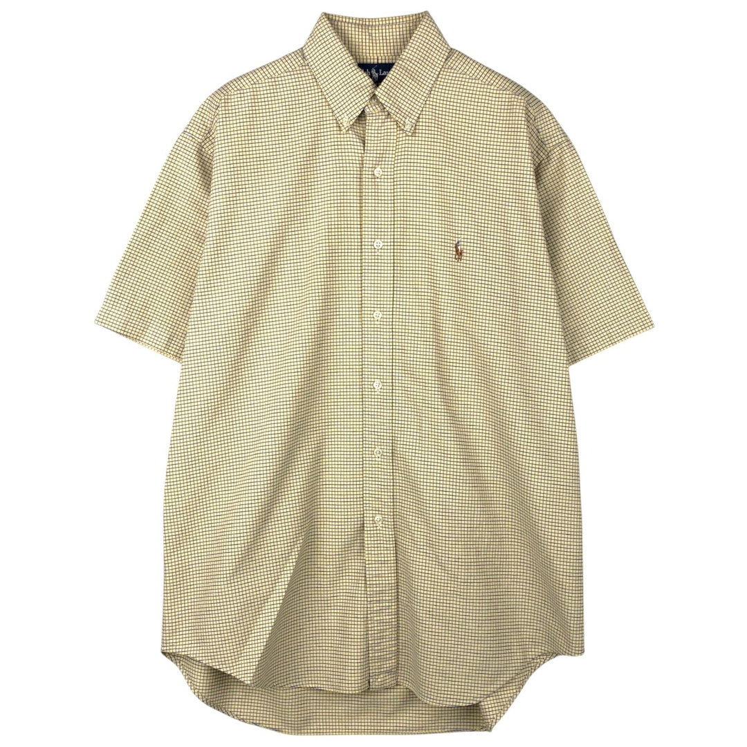 Ralph Lauren BLAKE short sleeve button down check shirt, men's size M cotton yellow type Vintage Second Hand