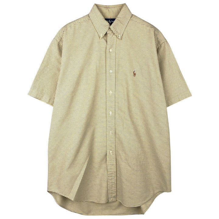 Ralph Lauren BLAKE short sleeve button down check shirt, men's size M cotton yellow type Vintage Second Hand