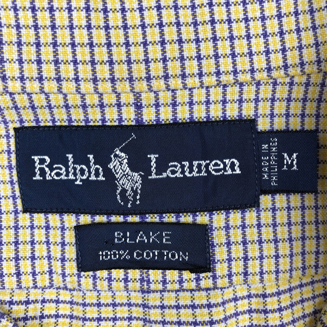 Ralph Lauren BLAKE short sleeve button down check shirt, men's size M cotton yellow type Vintage Second Hand
