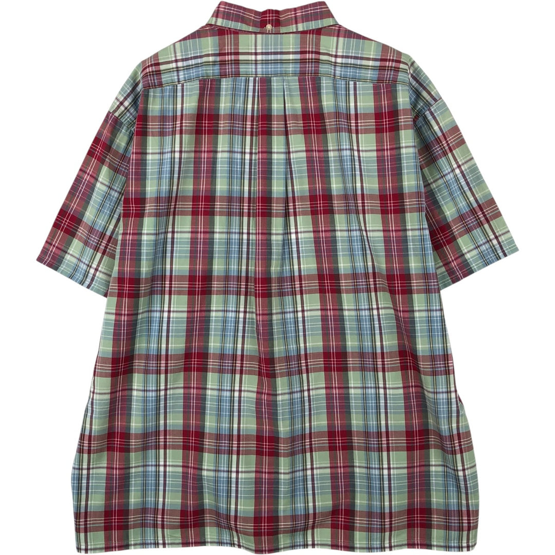 Ralph Lauren GREGGOR Madras Check Short Sleeve Button-Down Check Shirt, Men's XL cotton red type Vintage Second Hand