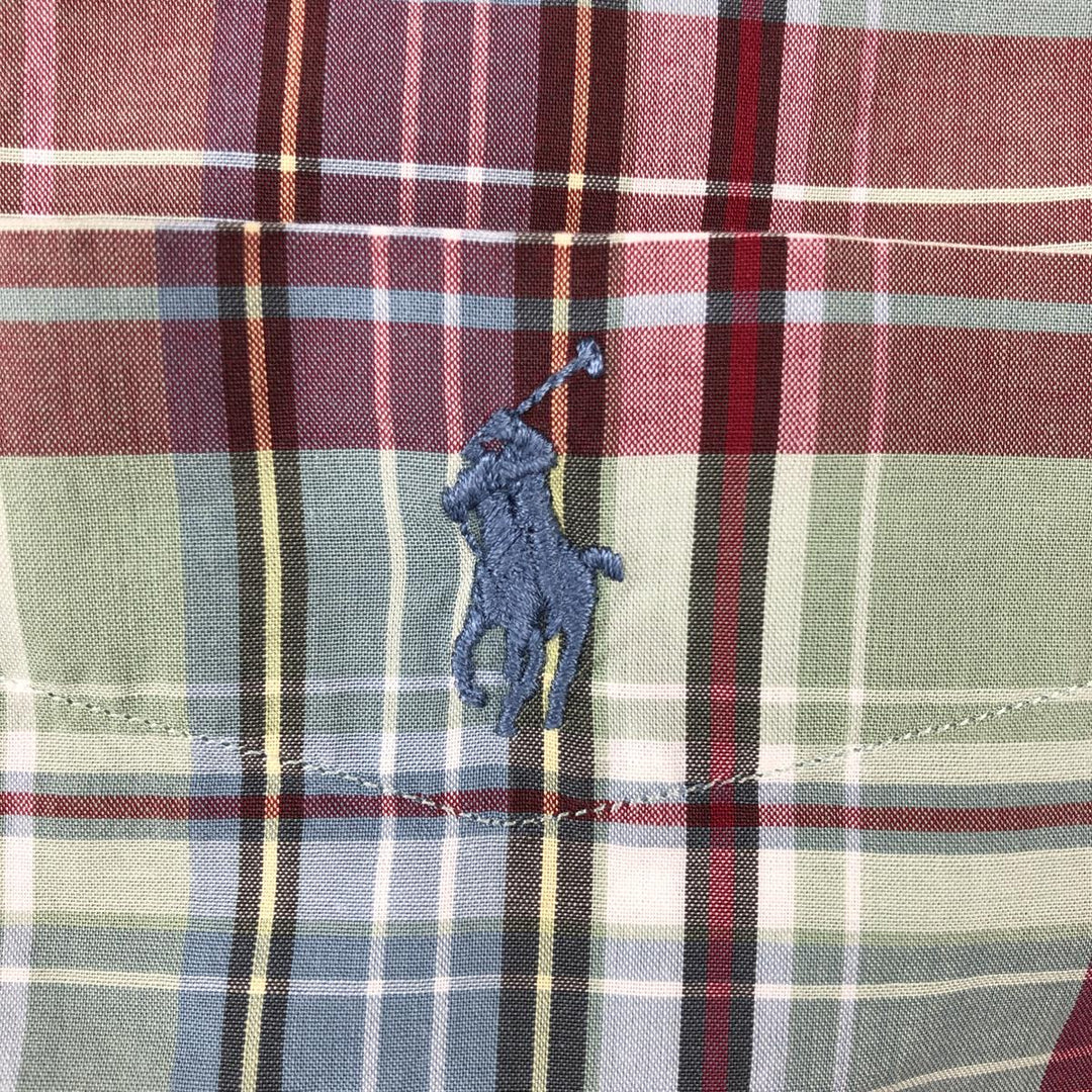 Ralph Lauren GREGGOR Madras Check Short Sleeve Button-Down Check Shirt, Men's XL cotton red type Vintage Second Hand