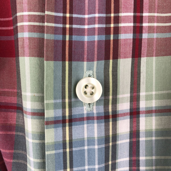 Ralph Lauren GREGGOR Madras Check Short Sleeve Button-Down Check Shirt, Men's XL cotton red type Vintage Second Hand