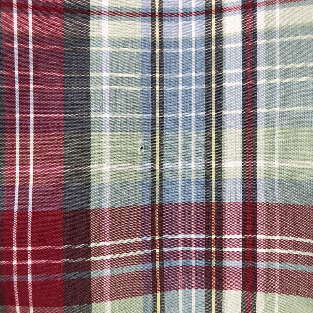 Ralph Lauren GREGGOR Madras Check Short Sleeve Button-Down Check Shirt, Men's XL cotton red type Vintage Second Hand
