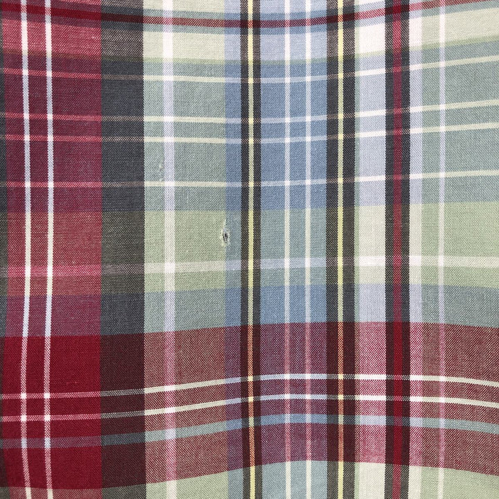 Ralph Lauren GREGGOR Madras Check Short Sleeve Button-Down Check Shirt, Men's XL cotton red type Vintage Second Hand