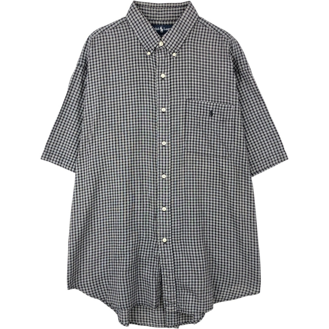 Ralph Lauren BLAIRE short sleeve button down check shirt men's XL size cotton black type Vintage Second Hand
