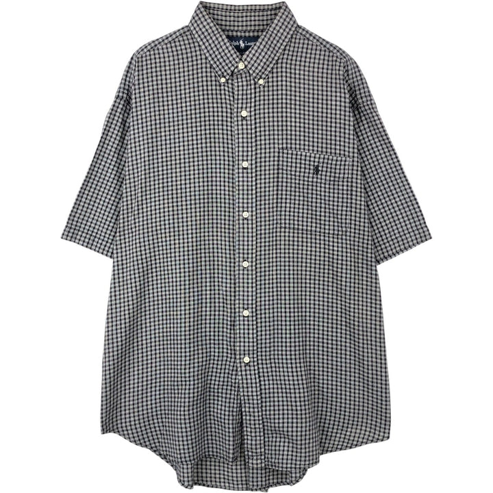 Ralph Lauren BLAIRE short sleeve button down check shirt men's XL size cotton black type Vintage Second Hand