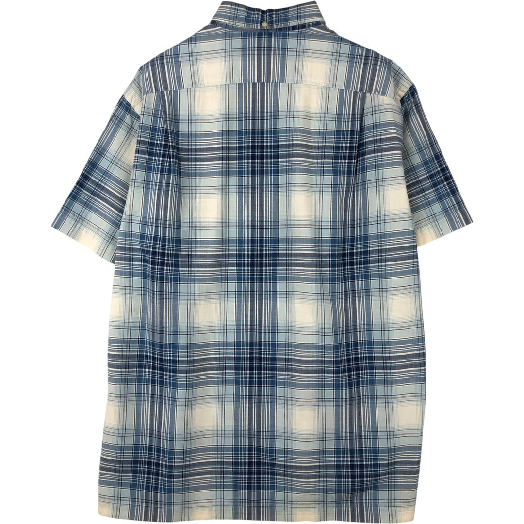 Ralph Lauren BOB CAMP Short-Sleeve Button-Down Check Shirt, Men's Size M (approx.) cotton blue type Vintage Second Hand