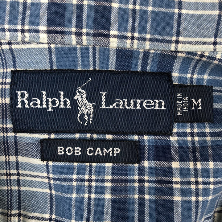 Ralph Lauren BOB CAMP Short-Sleeve Button-Down Check Shirt, Men's Size M (approx.) cotton blue type Vintage Second Hand
