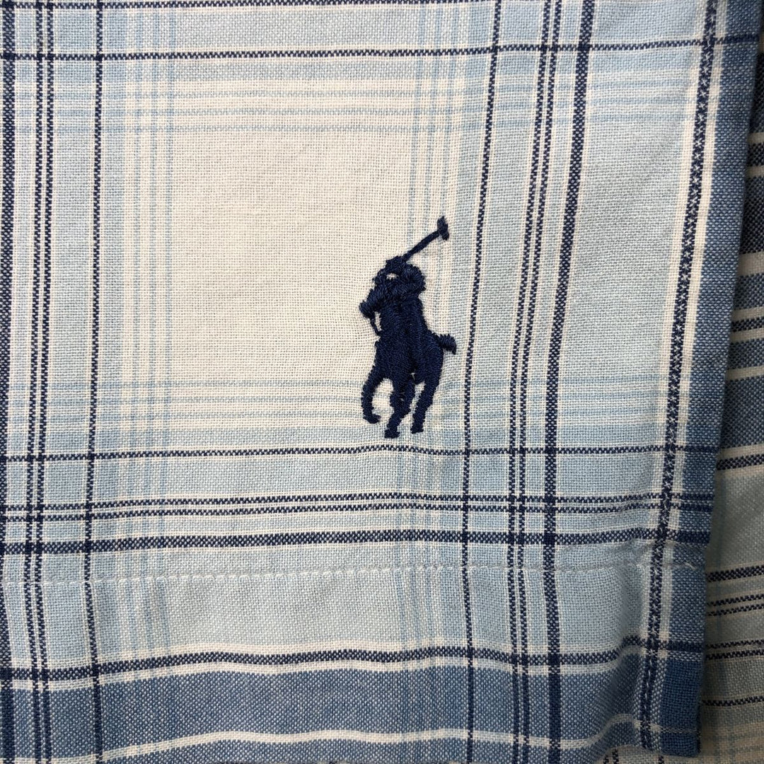 Ralph Lauren BOB CAMP Short-Sleeve Button-Down Check Shirt, Men's Size M (approx.) cotton blue type Vintage Second Hand