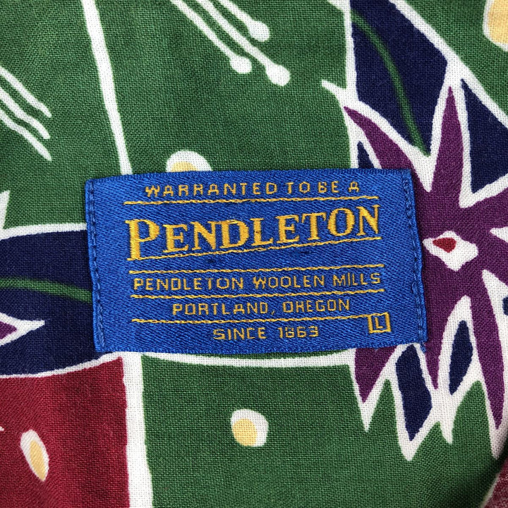 Pendleton all-over print button-down Hawaiian Aloha shirt, men's size L (approx.) cotton green type Vintage Second Hand