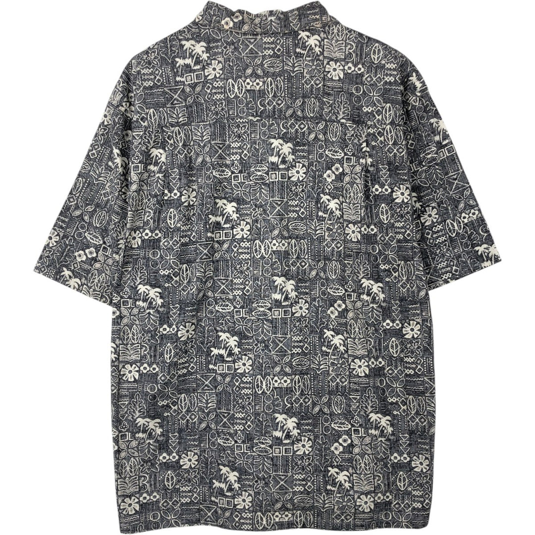 Ocean Pacific all-over print open-collar Hawaiian Aloha shirt, boxy fit, men's size L (approx.) unclear gray type Vintage Second Hand