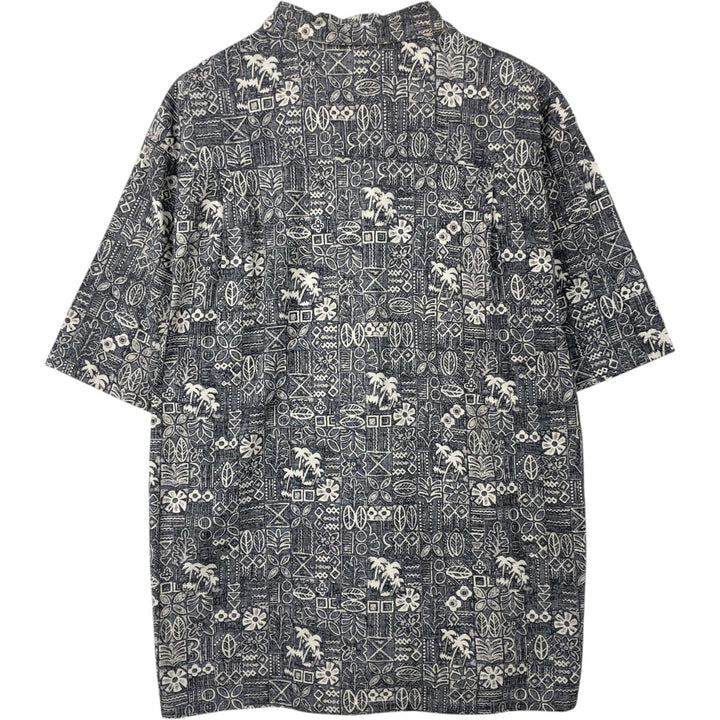 Ocean Pacific all-over print open-collar Hawaiian Aloha shirt, boxy fit, men's size L (approx.) unclear gray type Vintage Second Hand