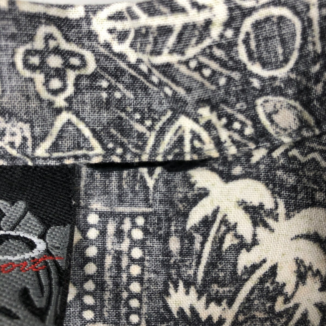 Ocean Pacific all-over print open-collar Hawaiian Aloha shirt, boxy fit, men's size L (approx.) unclear gray type Vintage Second Hand
