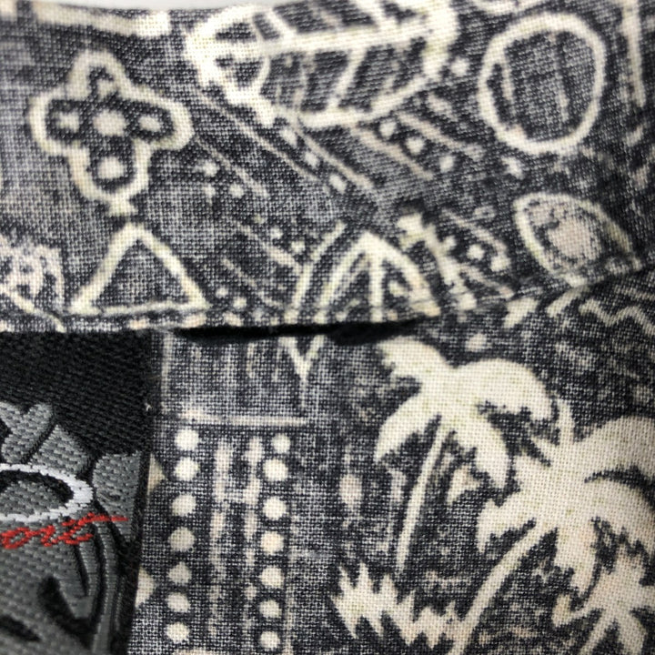 Ocean Pacific all-over print open-collar Hawaiian Aloha shirt, boxy fit, men's size L (approx.) unclear gray type Vintage Second Hand