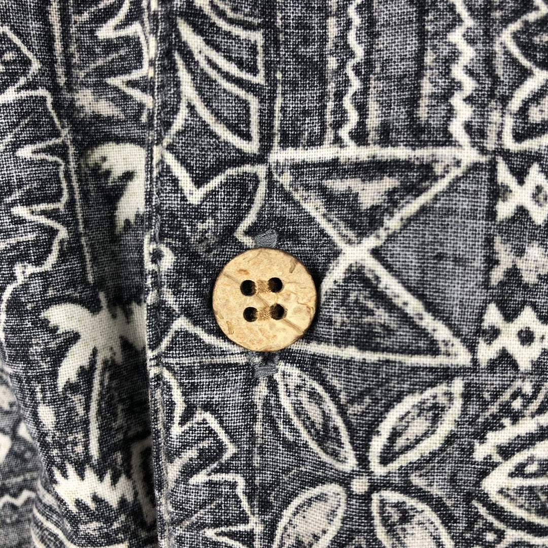 Ocean Pacific all-over print open-collar Hawaiian Aloha shirt, boxy fit, men's size L (approx.) unclear gray type Vintage Second Hand
