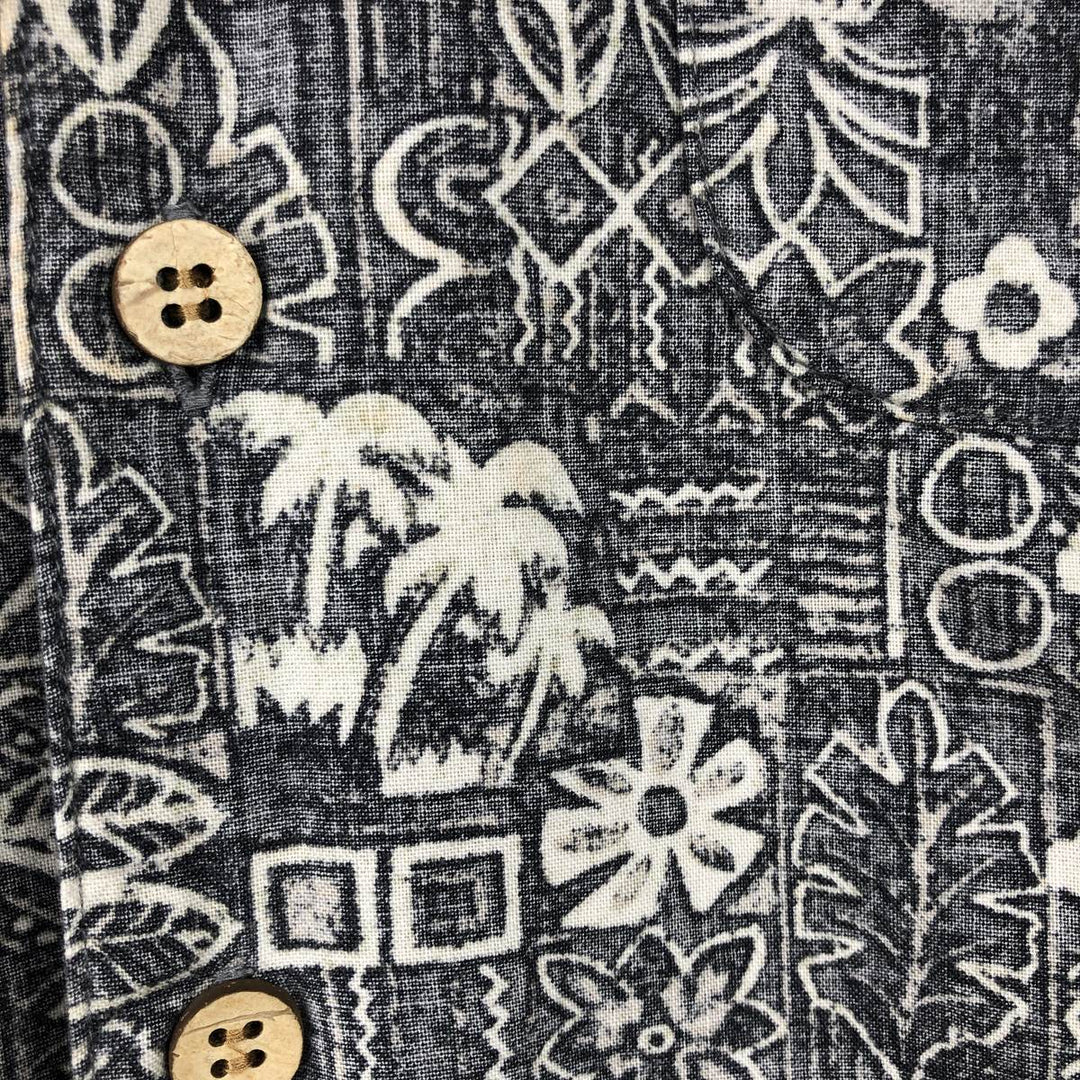 Ocean Pacific all-over print open-collar Hawaiian Aloha shirt, boxy fit, men's size L (approx.) unclear gray type Vintage Second Hand