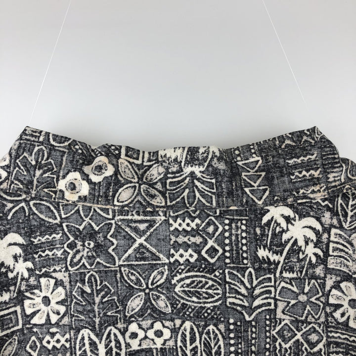 Ocean Pacific all-over print open-collar Hawaiian Aloha shirt, boxy fit, men's size L (approx.) unclear gray type Vintage Second Hand
