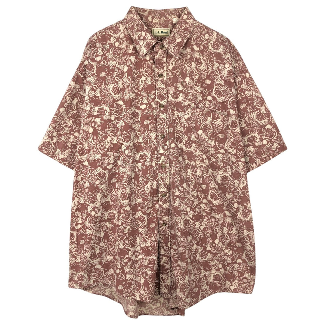 ~90'S LL Bean All-Over Print Hawaiian Aloha Shirt, Made in Canada, Men's XL Equivalent, Vintage cotton Red type red-purple Vintage Second Hand