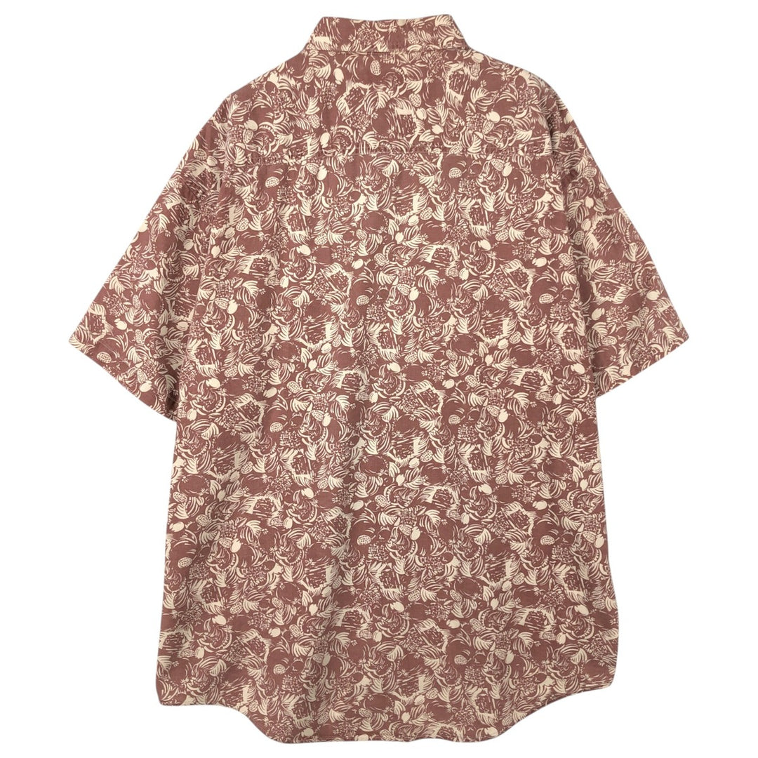 ~90'S LL Bean All-Over Print Hawaiian Aloha Shirt, Made in Canada, Men's XL Equivalent, Vintage cotton Red type red-purple Vintage Second Hand