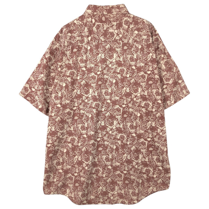 ~90'S LL Bean All-Over Print Hawaiian Aloha Shirt, Made in Canada, Men's XL Equivalent, Vintage cotton Red type red-purple Vintage Second Hand