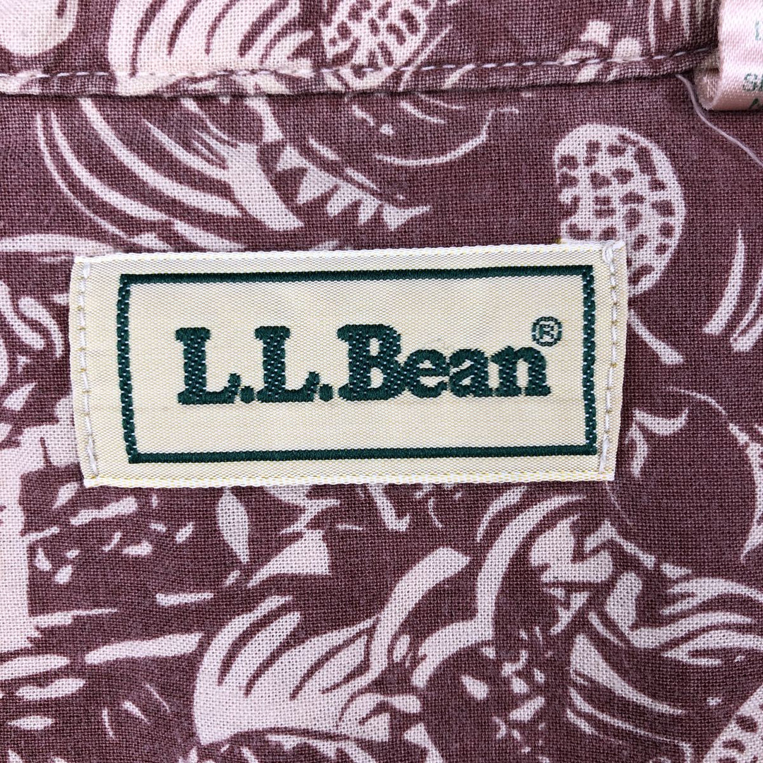~90'S LL Bean All-Over Print Hawaiian Aloha Shirt, Made in Canada, Men's XL Equivalent, Vintage cotton Red type red-purple Vintage Second Hand