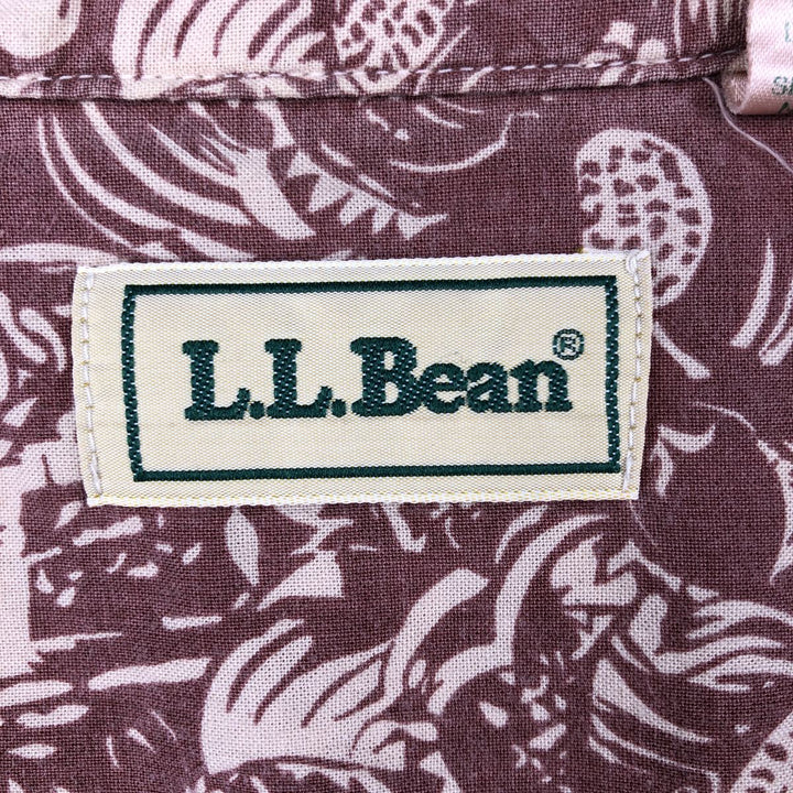 ~90'S LL Bean All-Over Print Hawaiian Aloha Shirt, Made in Canada, Men's XL Equivalent, Vintage cotton Red type red-purple Vintage Second Hand