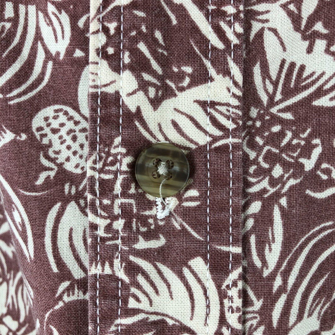~90'S LL Bean All-Over Print Hawaiian Aloha Shirt, Made in Canada, Men's XL Equivalent, Vintage cotton Red type red-purple Vintage Second Hand
