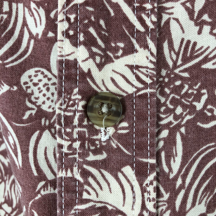 ~90'S LL Bean All-Over Print Hawaiian Aloha Shirt, Made in Canada, Men's XL Equivalent, Vintage cotton Red type red-purple Vintage Second Hand