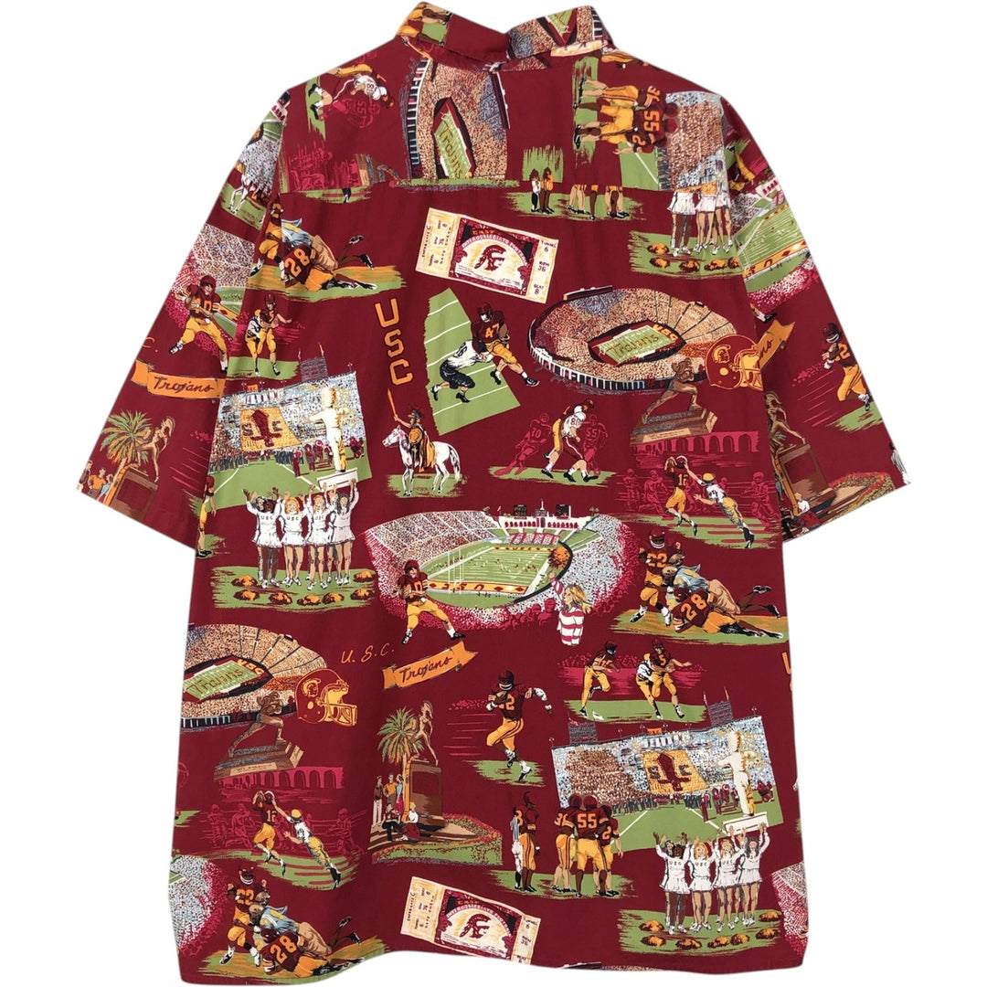 90'S Reyn Spooner Exclusive Apparel swimwear tag all-over print Hawaiian Aloha shirt, boxy shirt, men's size XL equivalent. cotton red type Vintage Second Hand