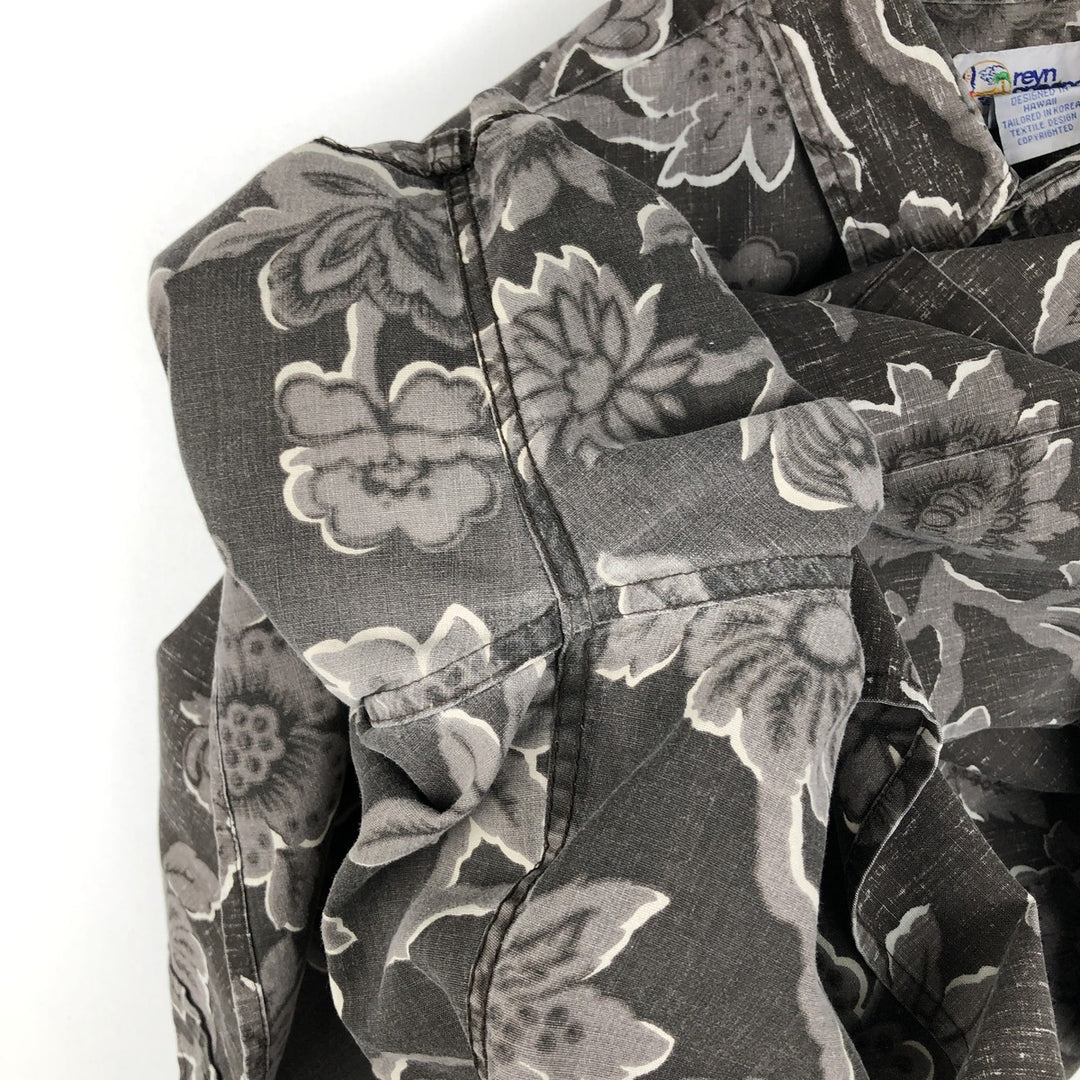 90'S Reyn Spooner all-over floral print button-down Hawaiian Aloha shirt, boxy style, men's size XL equivalent, vintage. cotton brown type Vintage Second Hand