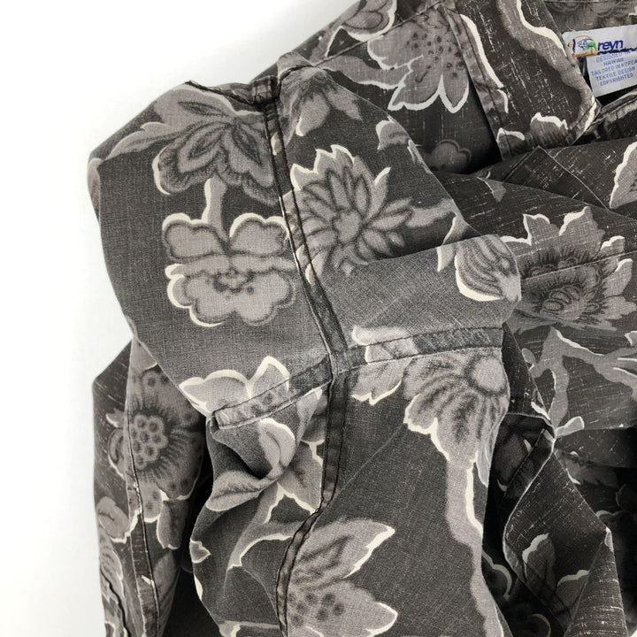 90'S Reyn Spooner all-over floral print button-down Hawaiian Aloha shirt, boxy style, men's size XL equivalent, vintage. cotton brown type Vintage Second Hand
